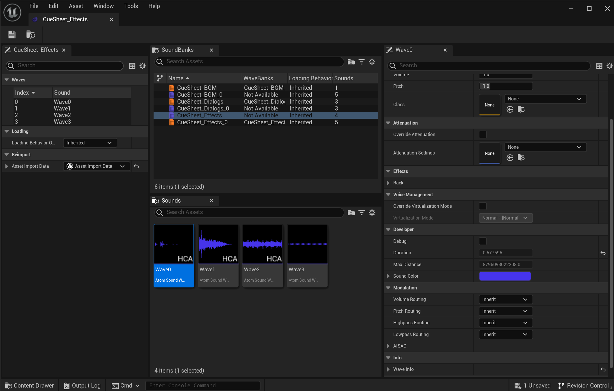 CriWare Unreal Engine: Atom Wave Bank Asset